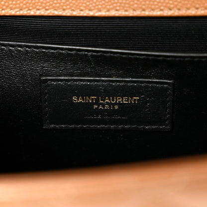 Saint Laurent Grain De Poudre Textured Mixed Matelasse Medium Triquilt Monogram Satchel Dark Cork 6 of 9