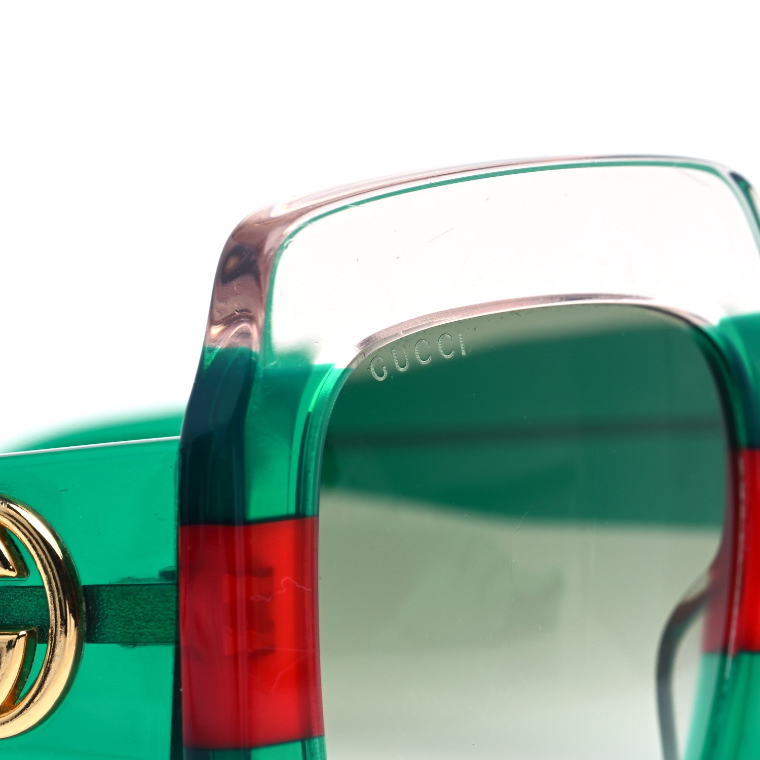 Gucci Square Web Frame GG0178S Sunglasses Green Red 7 of 8