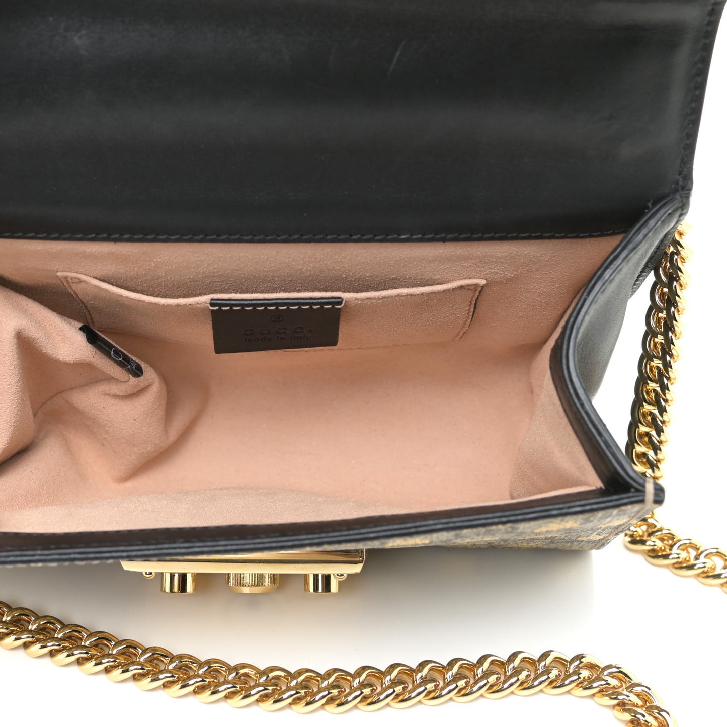 GG Supreme Monogram Bees Small Padlock Shoulder Bag Black