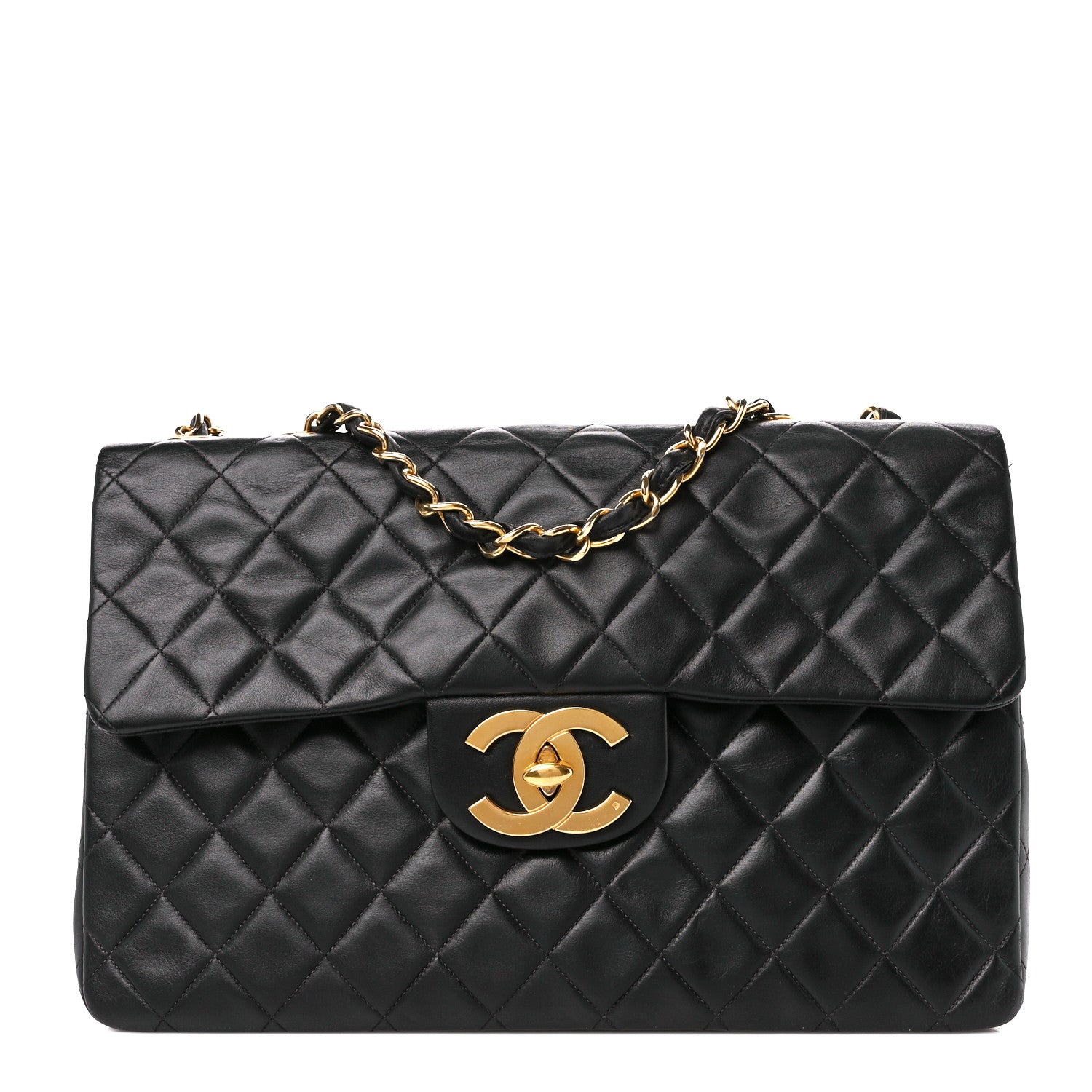 Chanel Lambskin Quilted XL Jumbo Single Flap Black 1 of 12