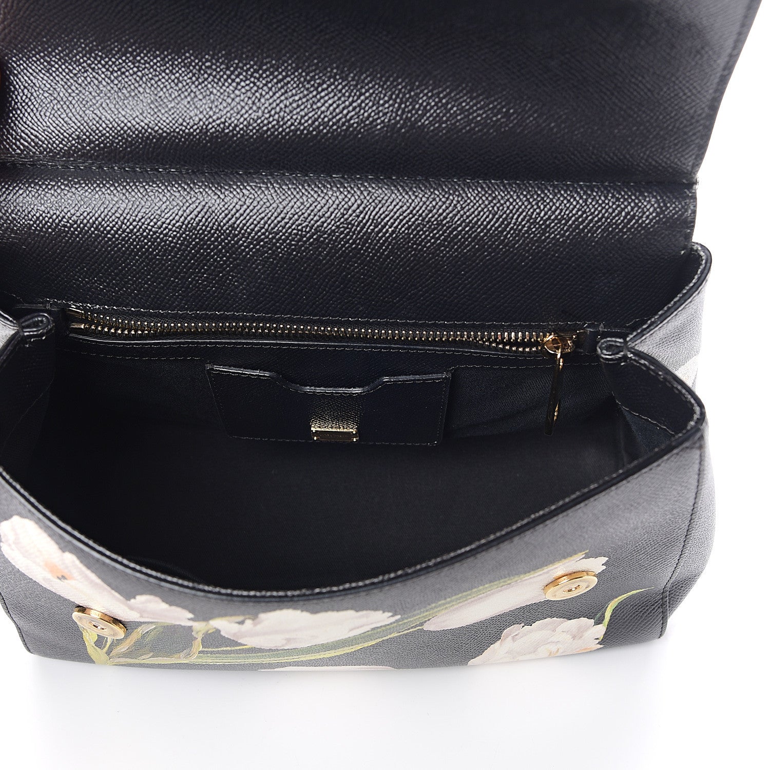 Dolce & Gabbana Dauphine Tulip Print Medium Miss Sicily Satchel Black 4 of 8