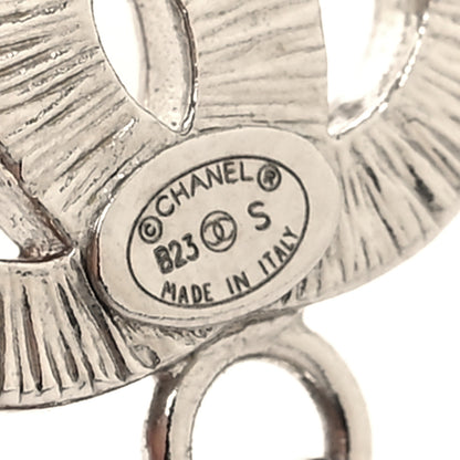 Chanel Metal Crystal CC Drop Earrings Silver 4 of 5