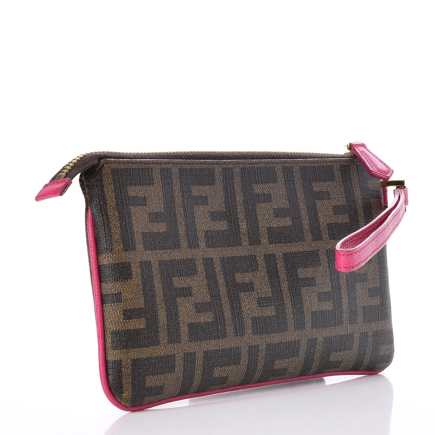 Fendi Zucca Spalmati Vitello Elite Pochette Tobacco Ciclamino 3 of 8