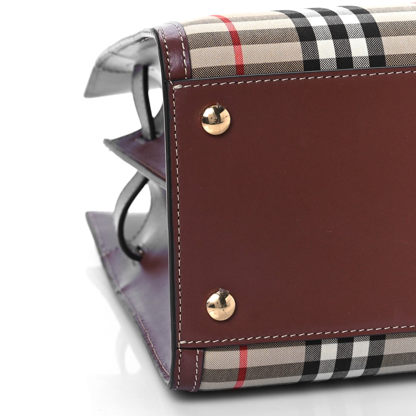 Calfskin Vintage Check Two Handle Title Bag Archive Beige