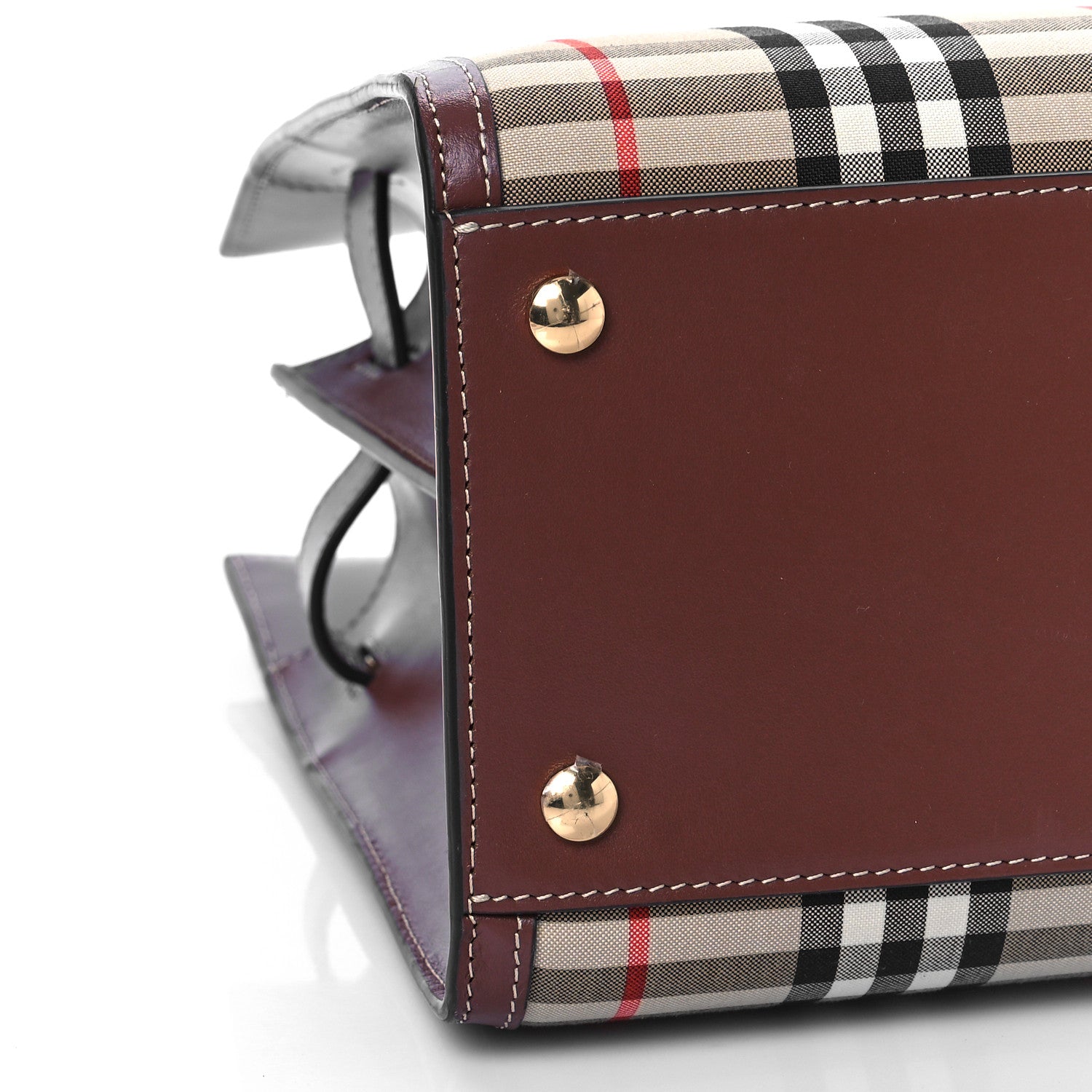Burberry Calfskin Vintage Check Two Handle Title Bag Archive Beige 7 of 8