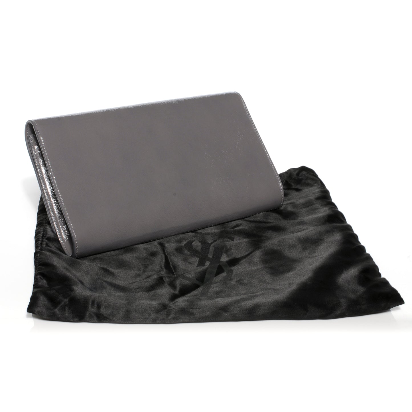Textured Patent Belle de Jour Clutch Grey