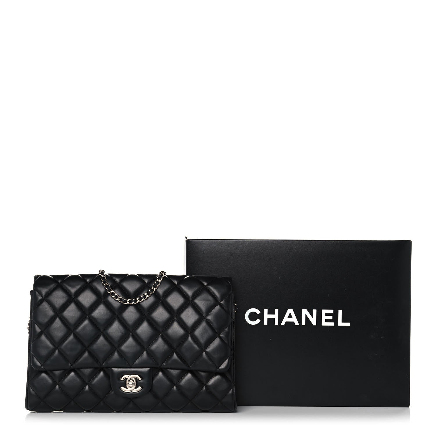Chanel Lambskin Quilted Clutch With Chain Flap Black 14 of 14