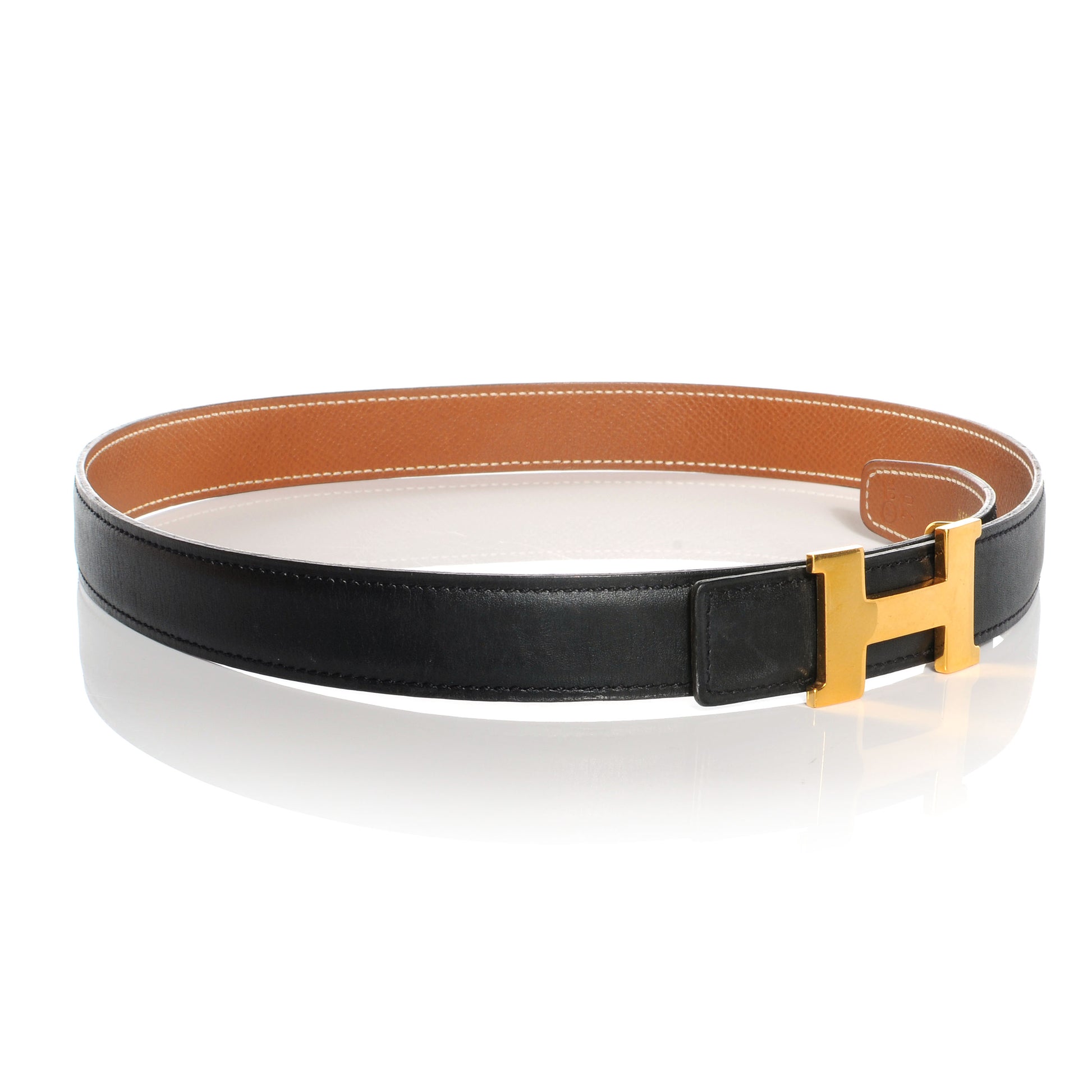 Hermes Box Courchevel Constance 24mm H Belt 70 Black Gold 4 of 9