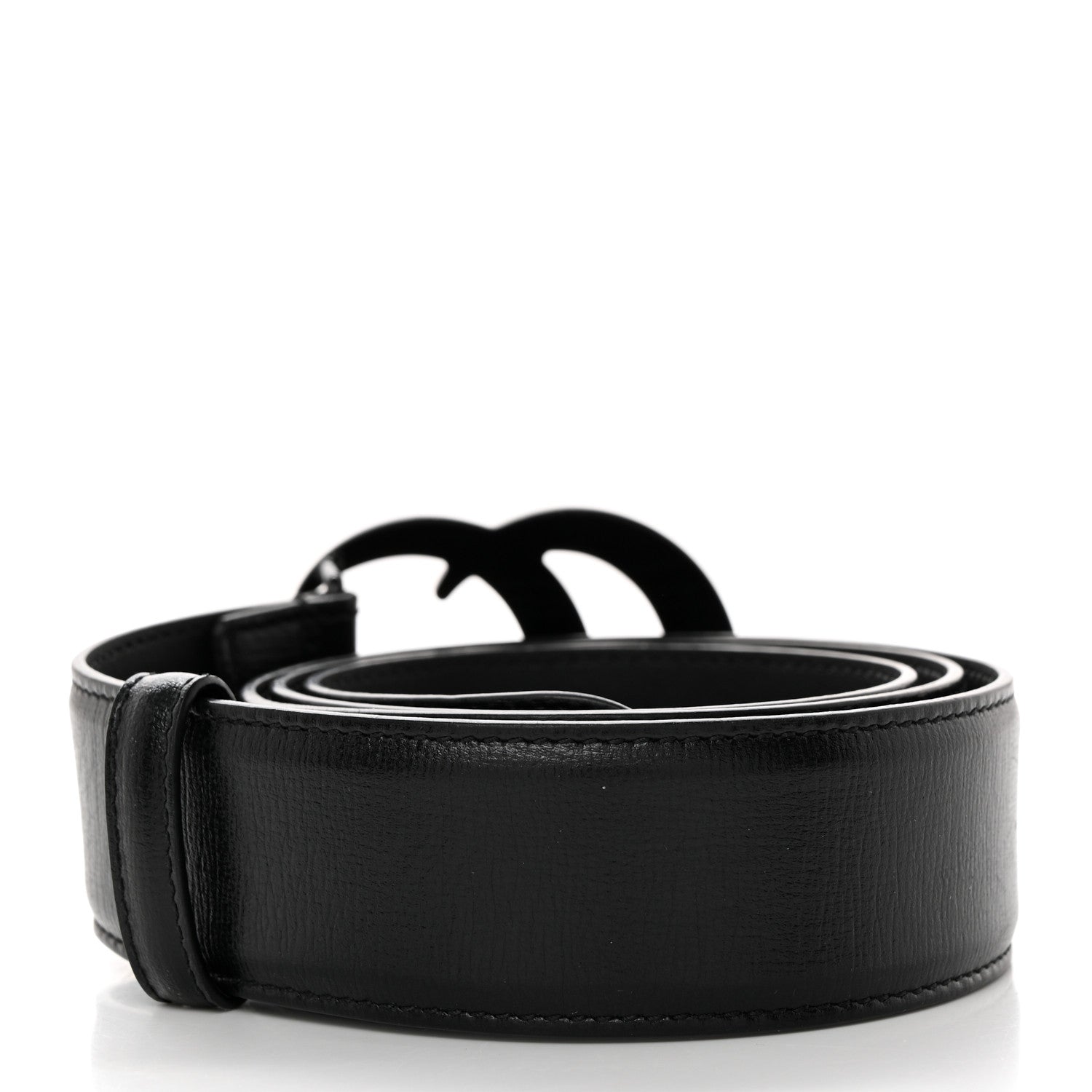 Gucci Azalea Calfskin Enamel Monochrome Double G 40mm Belt 90 36 Black 2 of 5