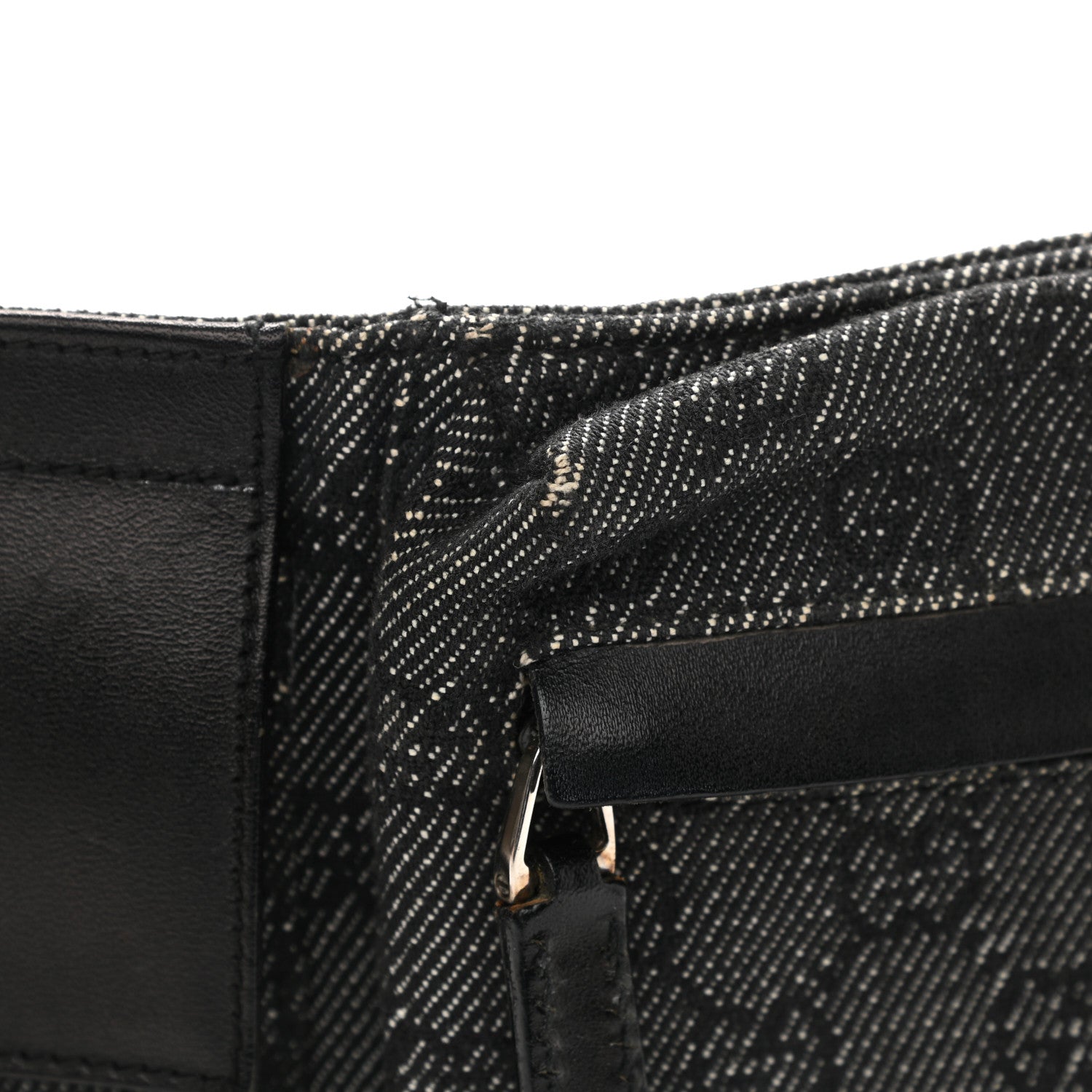 Gucci Denim Monogram Double Pocket Belt Bag Black 21 of 31