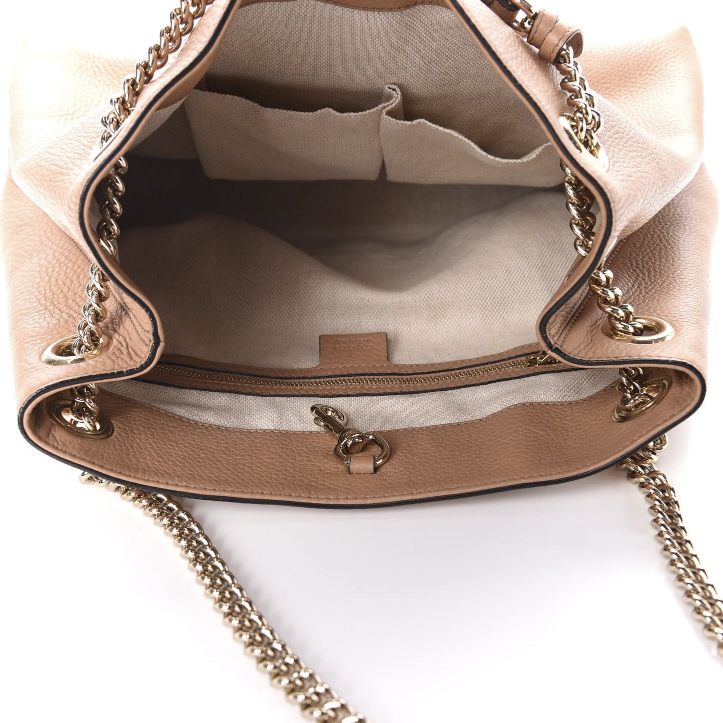 Pebbled Calfskin Medium Soho Chain Shoulder Bag Rose Beige
