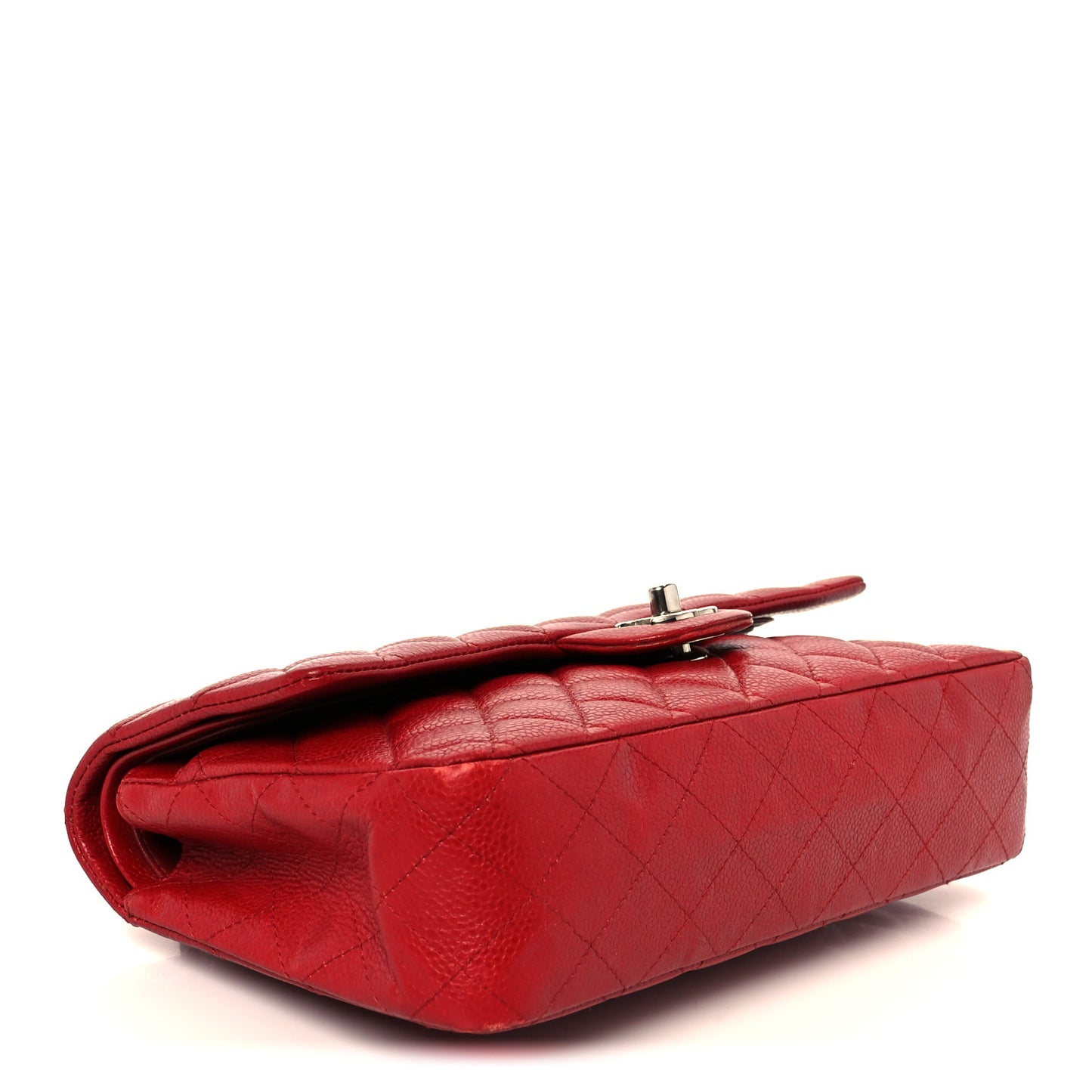 Caviar Quilted Medium Double Flap Red