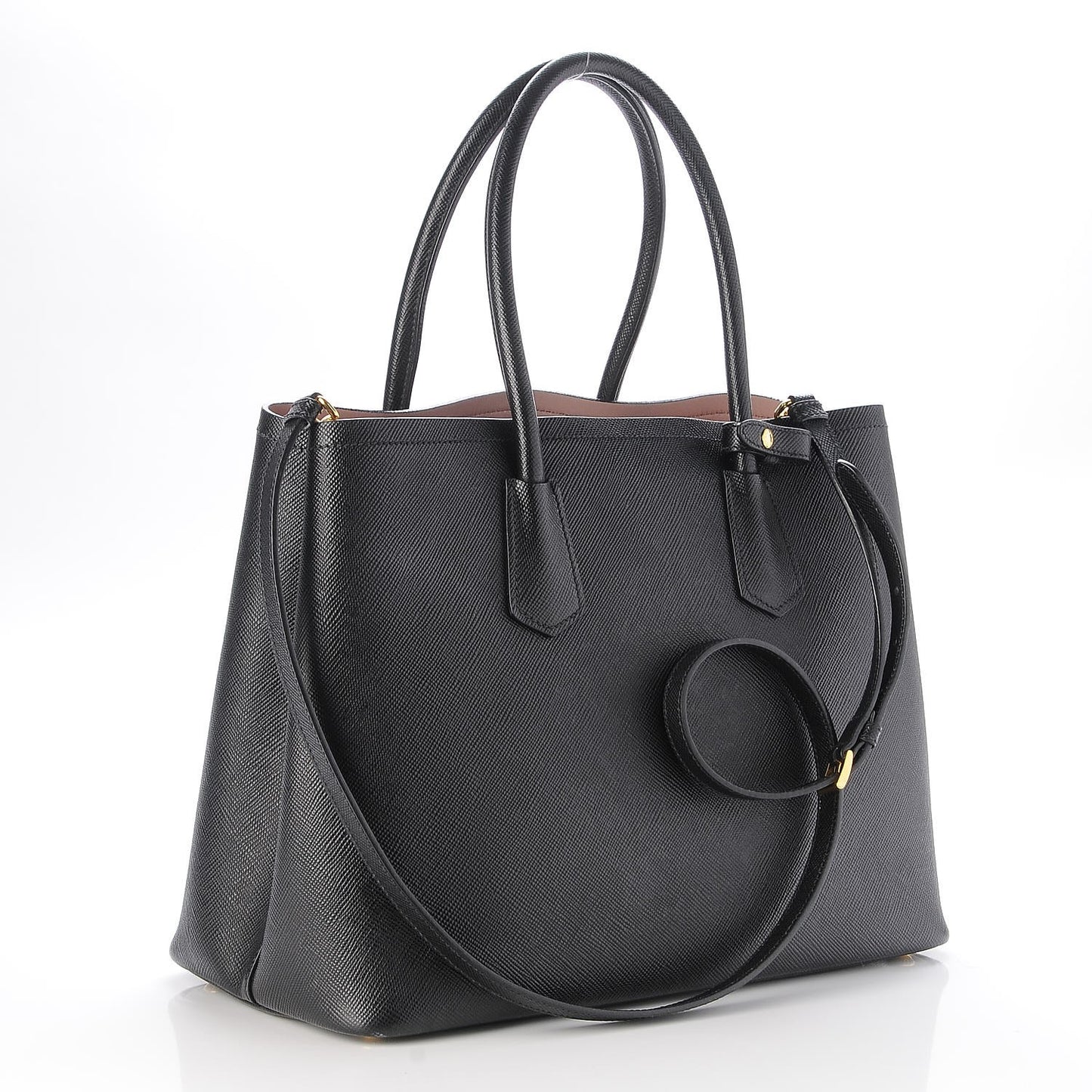 Saffiano Cuir Large Double Bag Black Mughetto