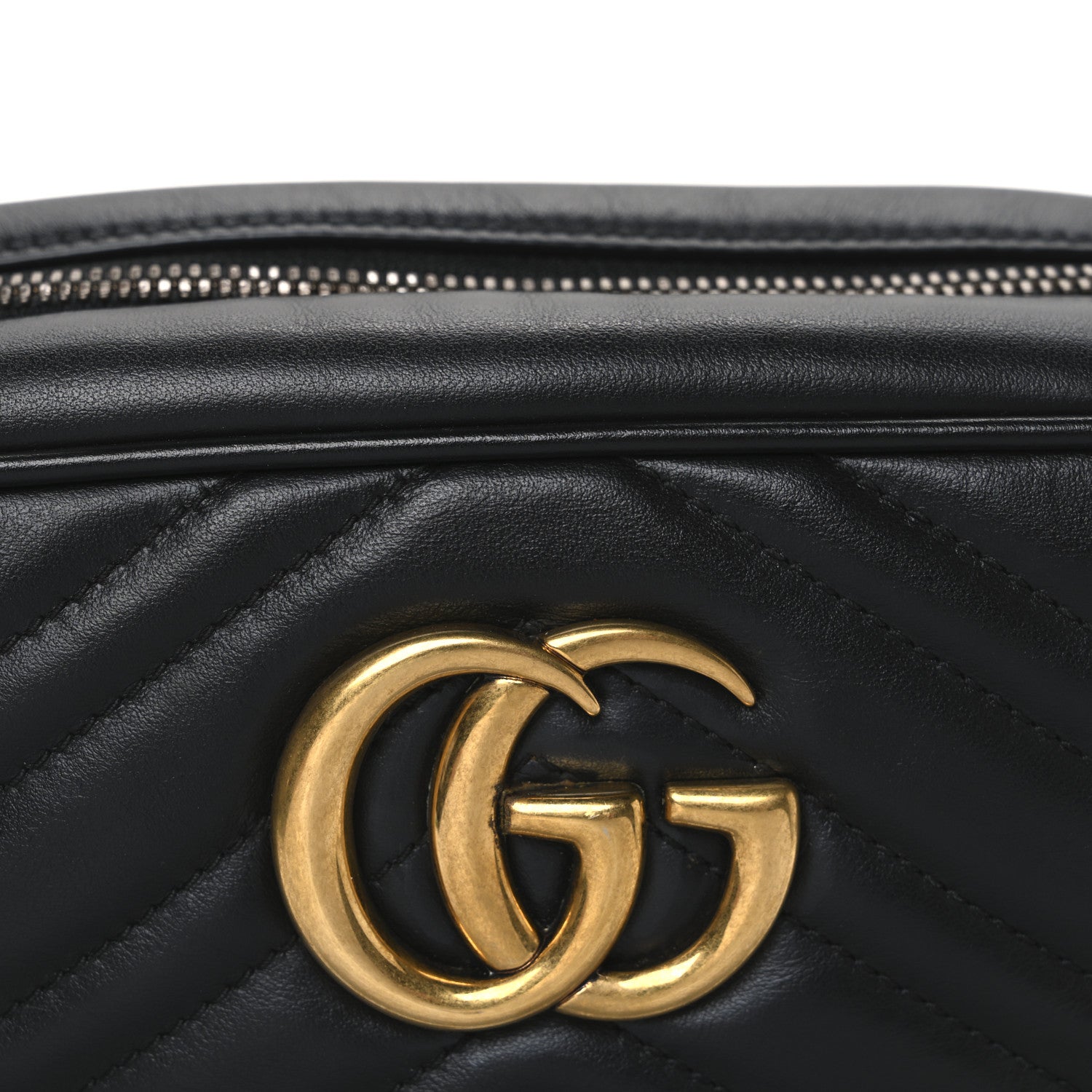 Gucci Calfskin Matelasse Small GG Marmont Chain Shoulder Bag Black 8 of 10