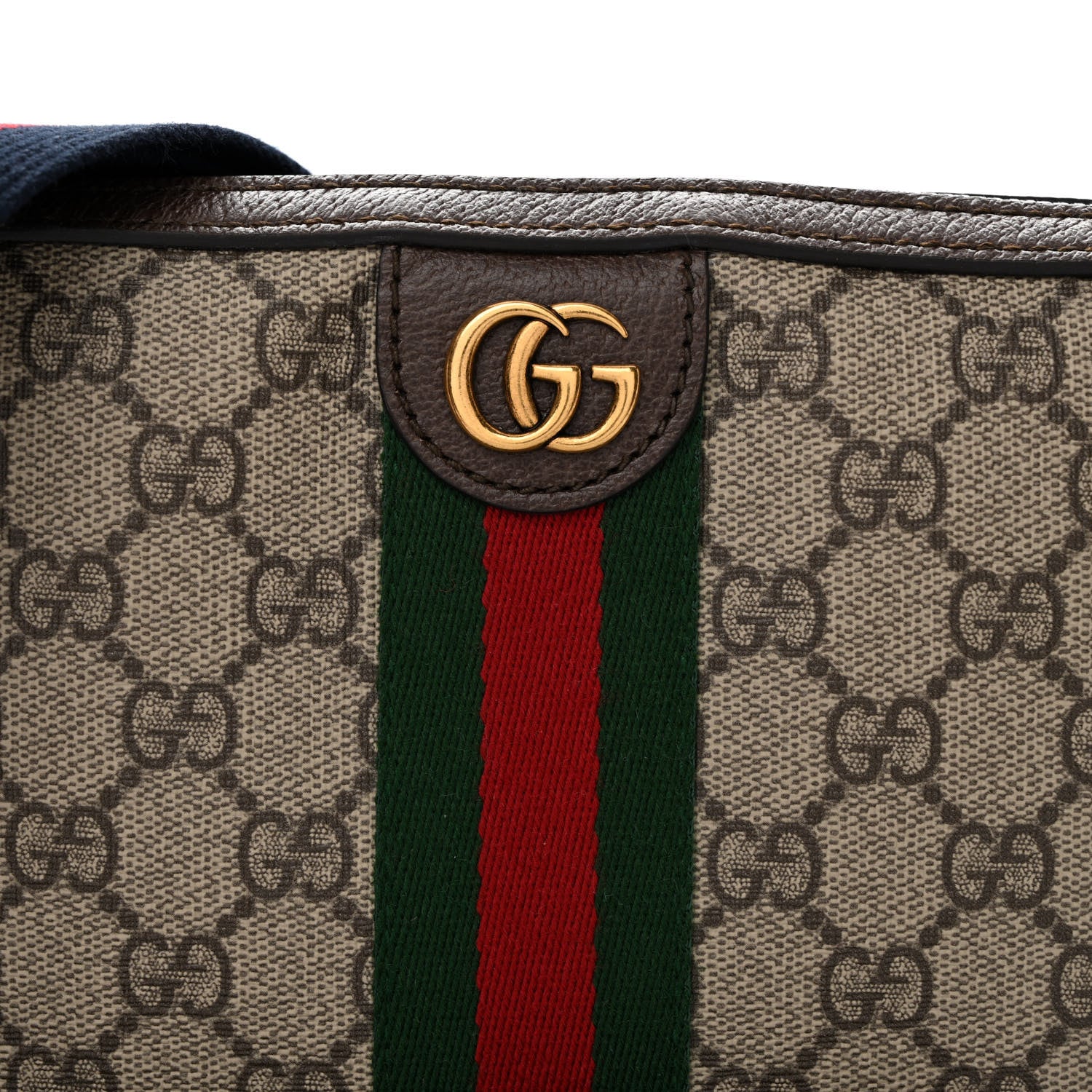Gucci GG Supreme Monogram Textured Dollar Calfskin Web Ophidia Wristlet Shoulder Bag Beige Ebony New Acero 8 of 10