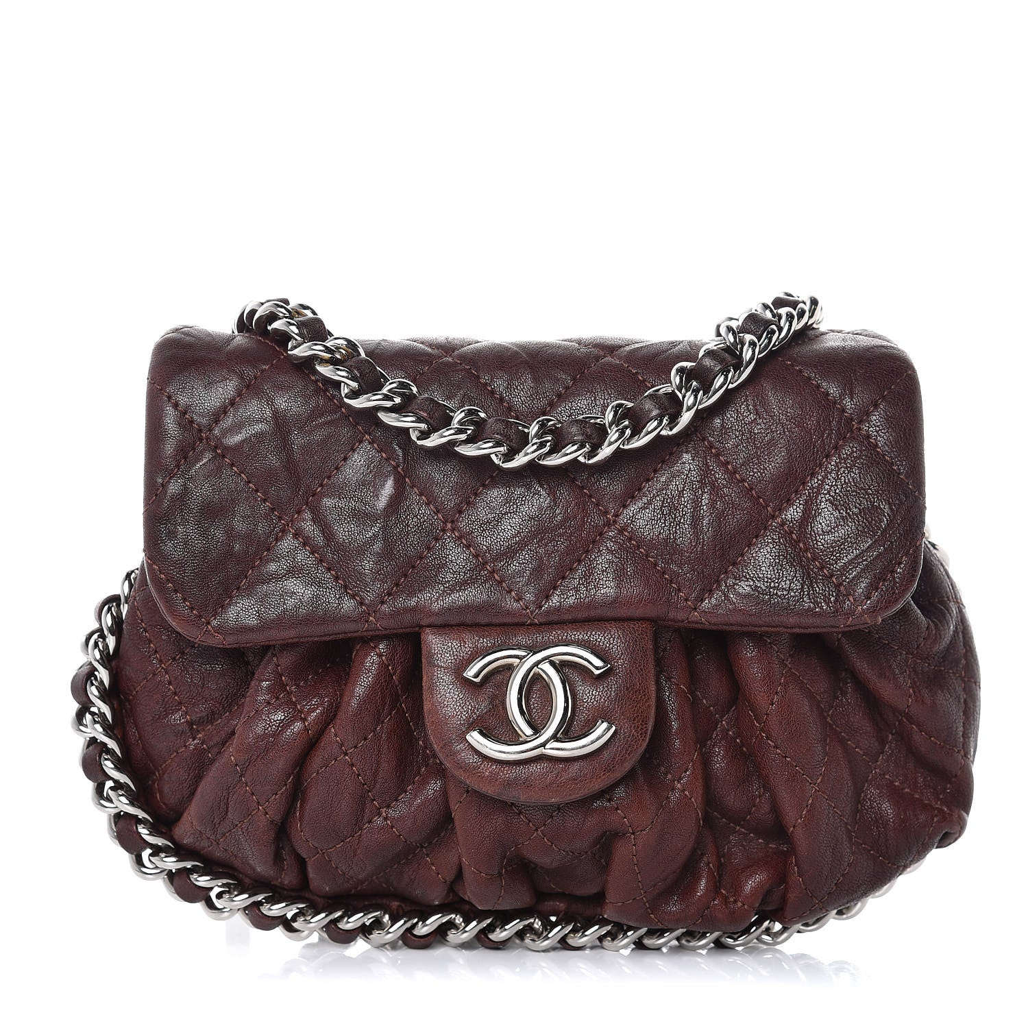 Chanel Washed Lambskin Mini Chain Around Messenger Dark Brown 1 of 10