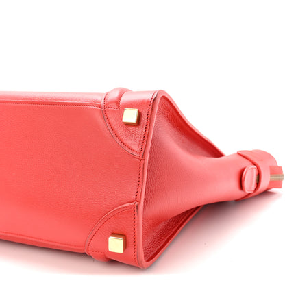 Celine Drummed Calfskin Micro Luggage Vermillion 9 of 9