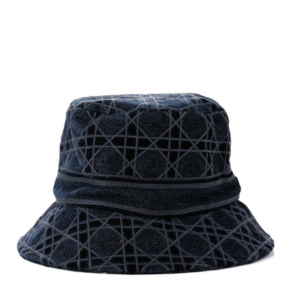 Christian Dior Velvet Cannage Bucket Hat 58 Blue 6 of 8