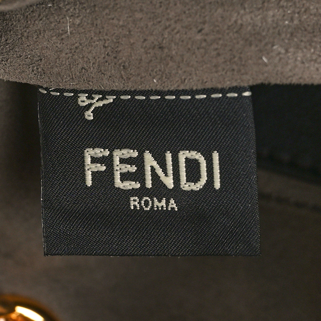Fendi Glazed Fabric Vitello Century FF 1974 Stamp Patch Mini Double F Crossbody Bag Mogano Panna Black 8 of 11