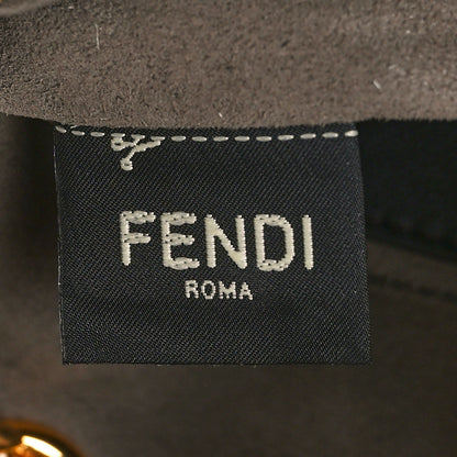 Fendi Glazed Fabric Vitello Century FF 1974 Stamp Patch Mini Double F Crossbody Bag Mogano Panna Black 8 of 11