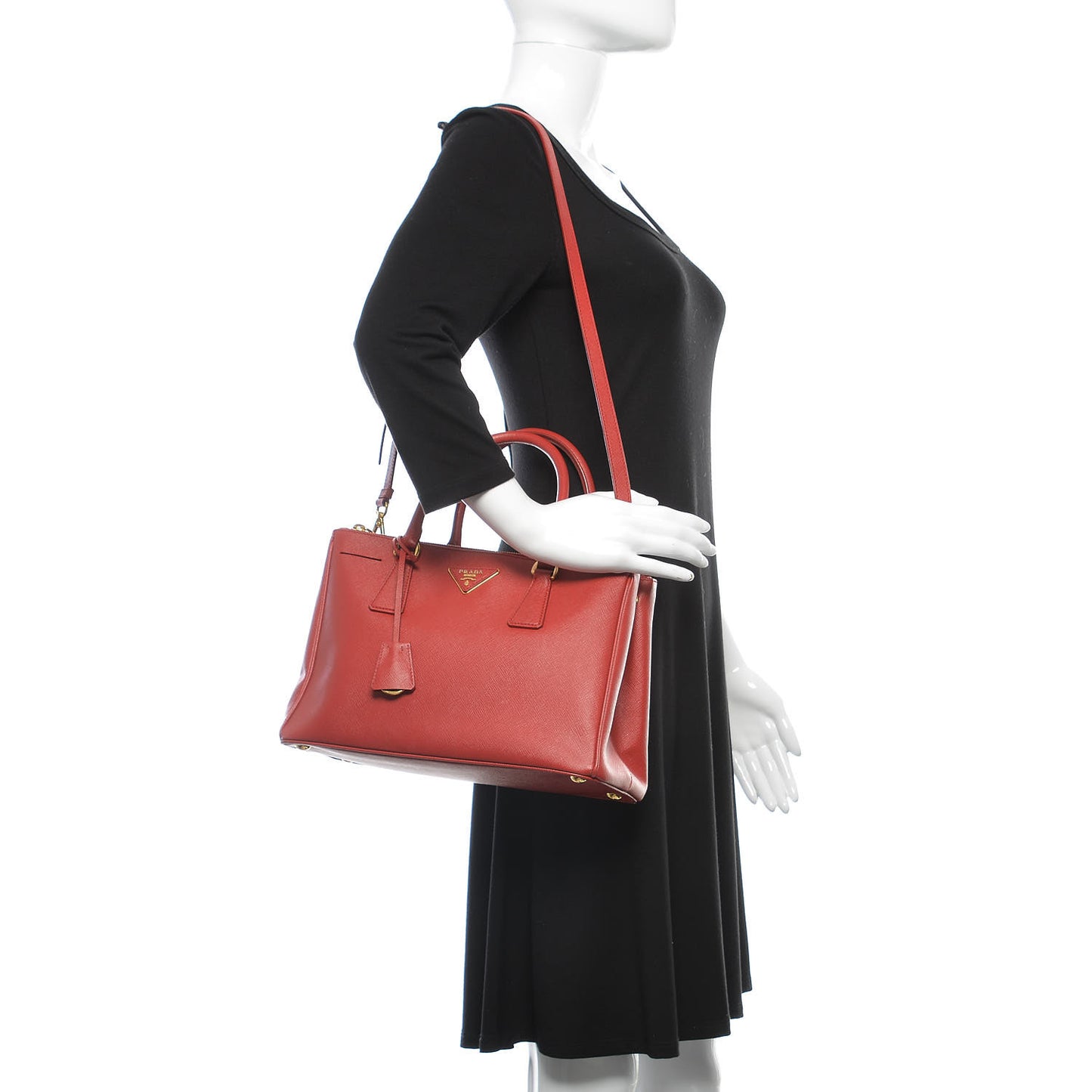 Saffiano Small Galleria Double Zip Tote Fuoco