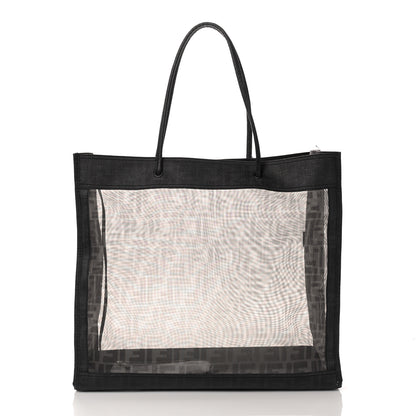 Fendi Mesh Glazed Fabric FF 1974 Tote Black 3 of 14