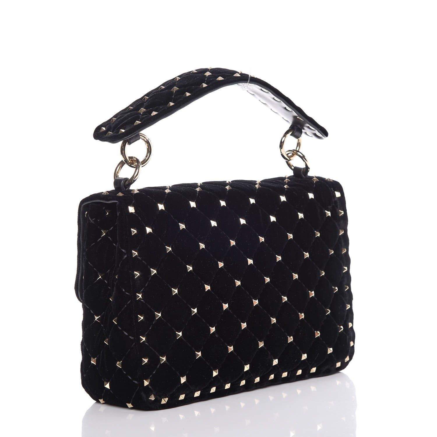 Valentino Garavani Velvet Medium Rockstud Spike Shoulder Bag Black 3 of 9