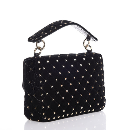 Valentino Garavani Velvet Medium Rockstud Spike Shoulder Bag Black 3 of 9