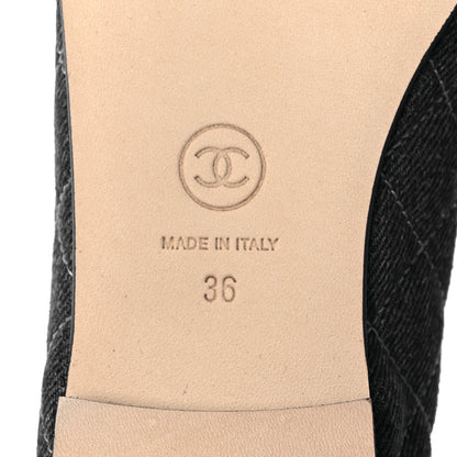 Chanel Washed Denim Quilted Cap Toe CC Ballerina Flats 36 Blue 8 of 11