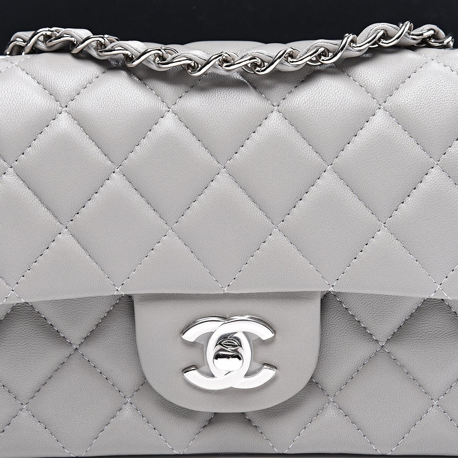 Chanel Lambskin Quilted Mini Rectangular Flap Grey 9 of 10