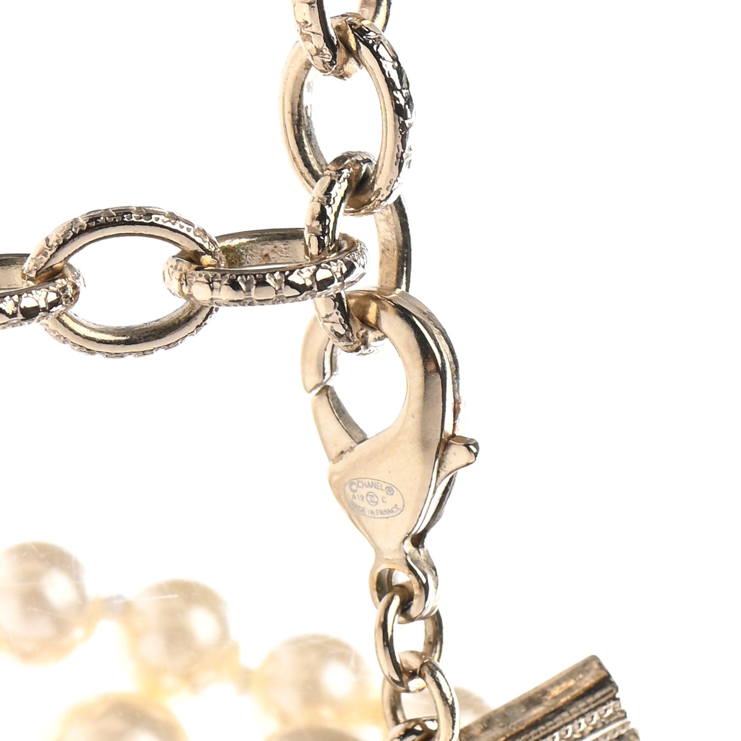 Pearl Chain CC Long Multistrand Necklace Gold