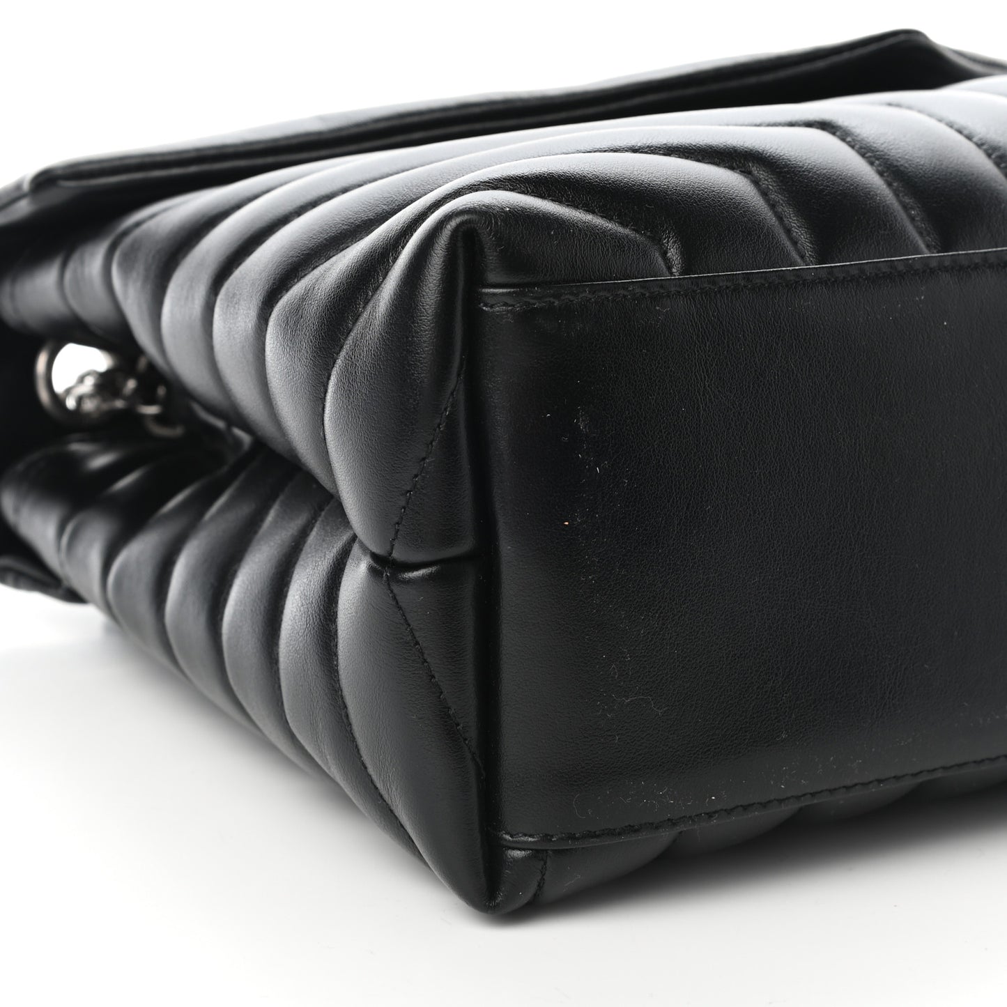 Calfskin Y Quilted Monogram Medium Loulou Chain Satchel Black