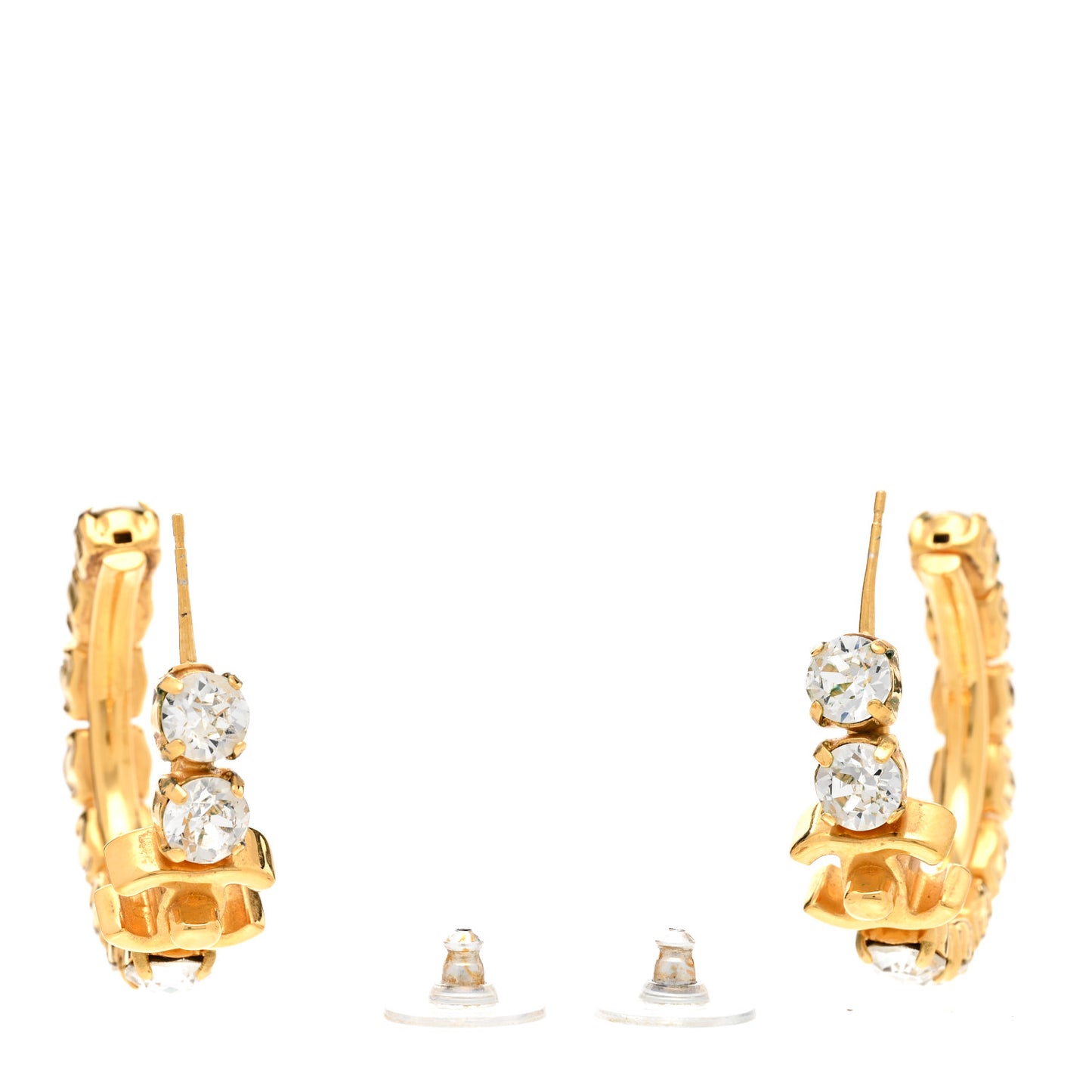Crystal CC Turnlock Hoop Earrings Gold