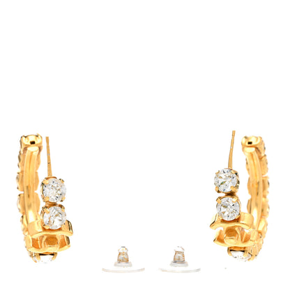 Chanel Crystal CC Turnlock Hoop Earrings Gold 3 of 5