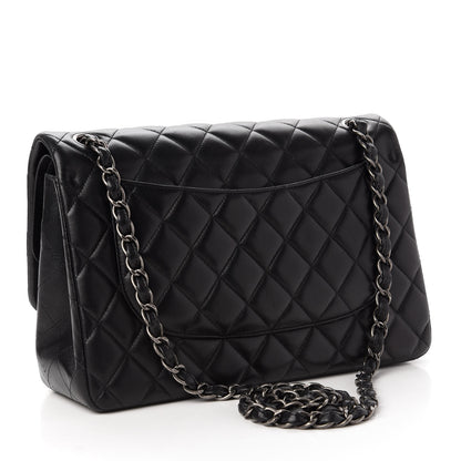 Chanel Lambskin Quilted Jumbo Double Flap Black 3 of 14