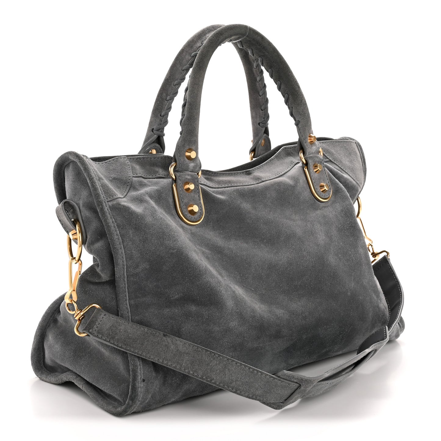 Suede Gold Metallic Edge Hardware City Gris Plomb