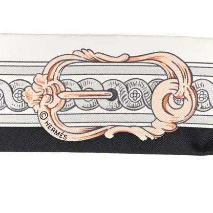 Hermes Silk Bride De Cour Twilly Black White Or Rose 3 of 4