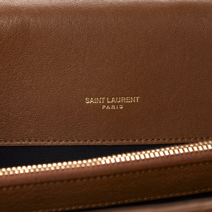 Saint Laurent Sheepskin Matelasse Chevron Monogram Large College Satchel Cognac 8 of 11