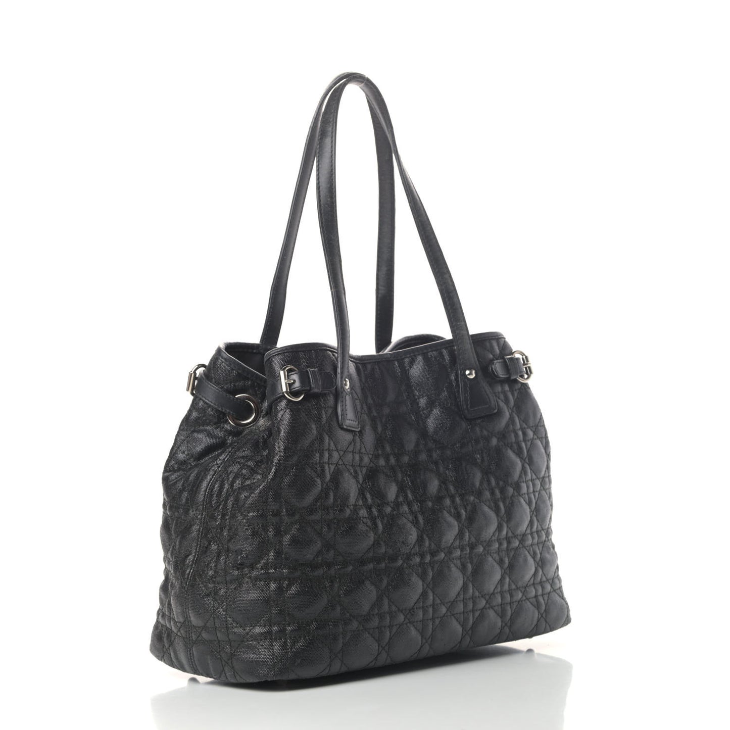 Coated Canvas Cannage Small Panarea Tote Black