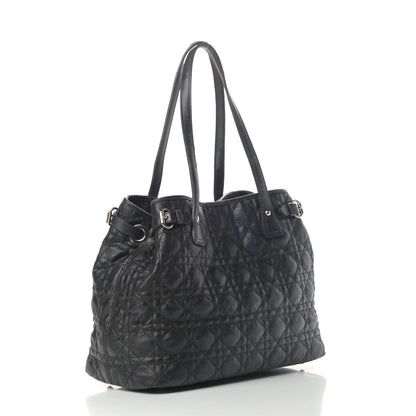 Christian Dior Coated Canvas Cannage Small Panarea Tote Black 2 of 7