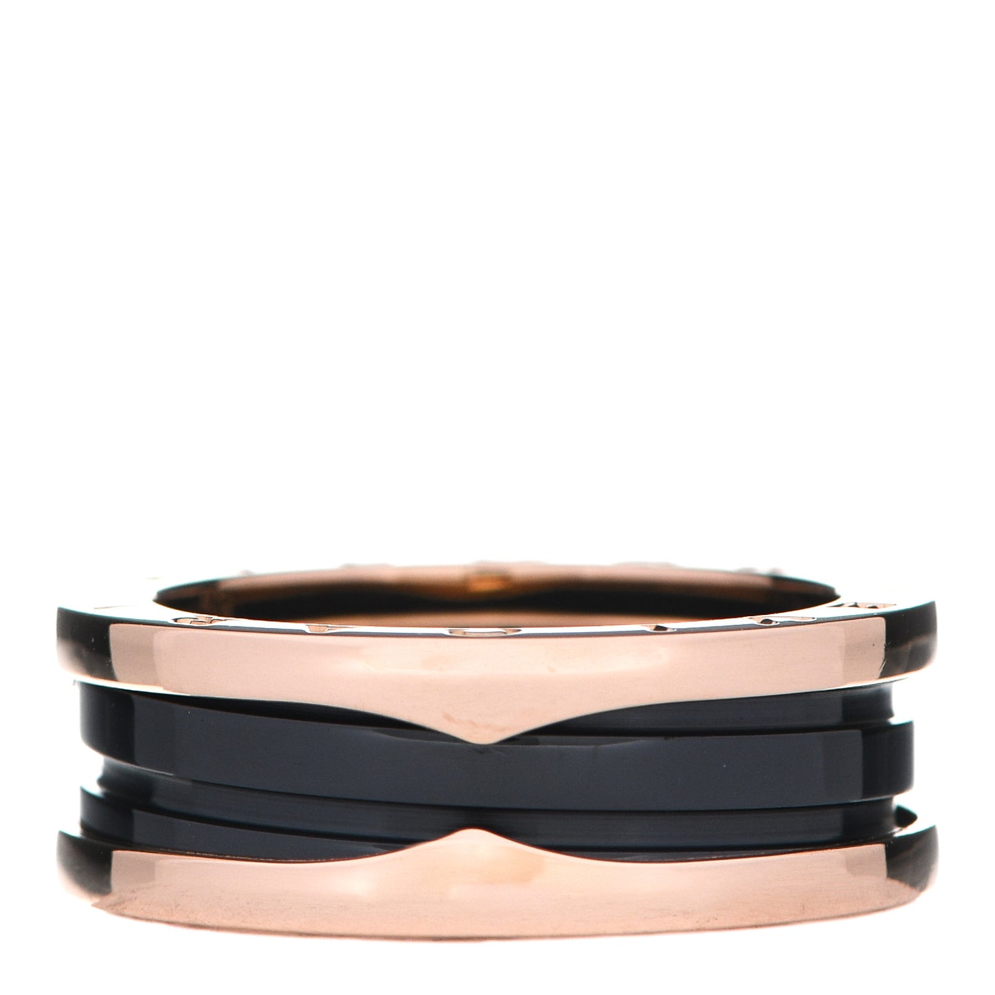18K Rose Gold Black Ceramic B.Zero1 Two-Band Ring 59 8.75