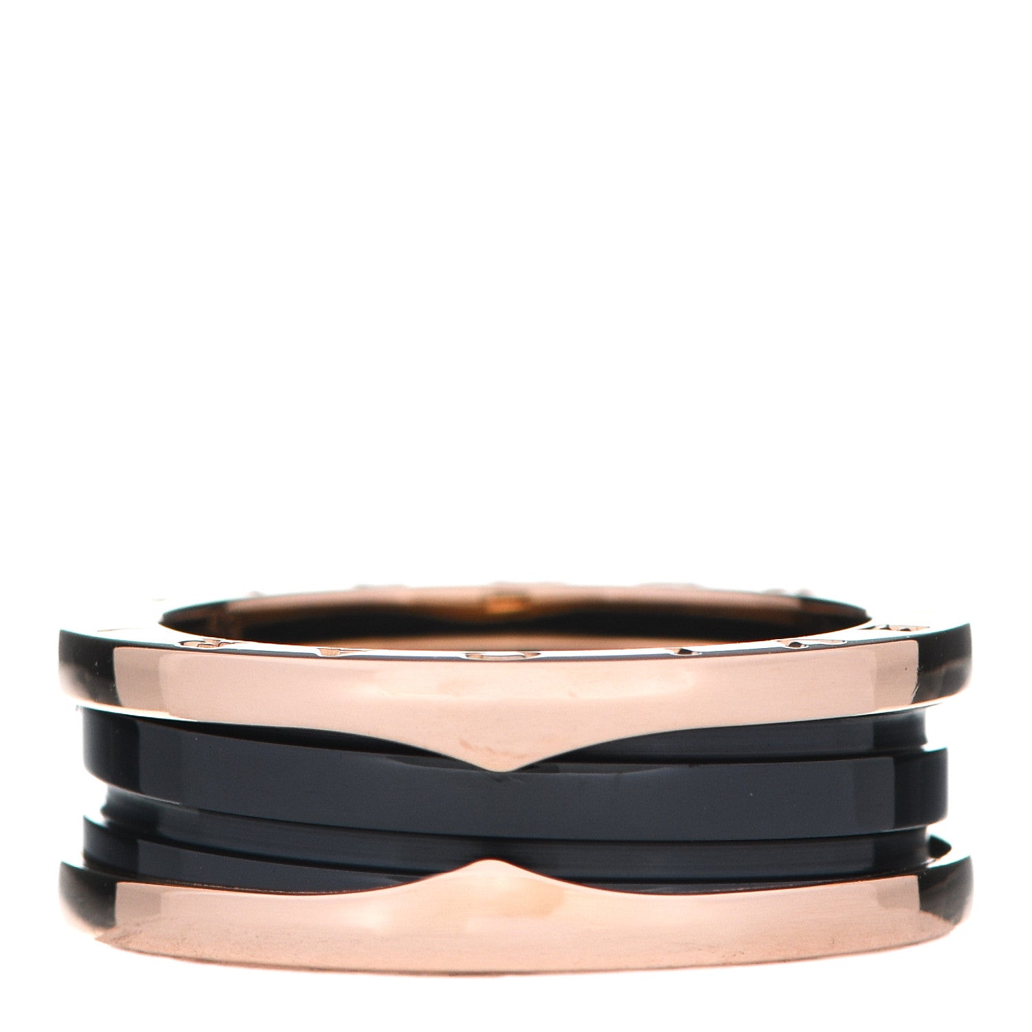 Bulgari 18K Rose Gold Black Ceramic B.Zero1 Two-Band Ring 59 8.75 1 of 6