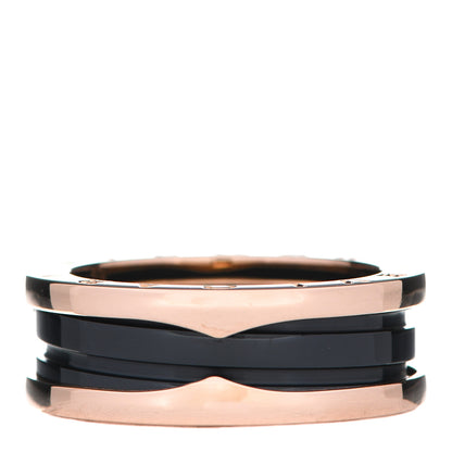 Bulgari 18K Rose Gold Black Ceramic B.Zero1 Two-Band Ring 59 8.75 1 of 6