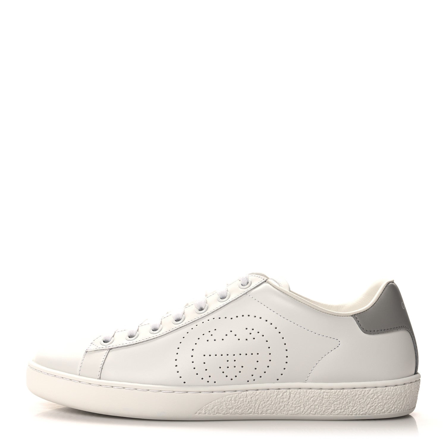 Gucci Calfskin Interlocking G Perforated Womens Ace Sneakers 38.5 White Grey Sky 1 of 9