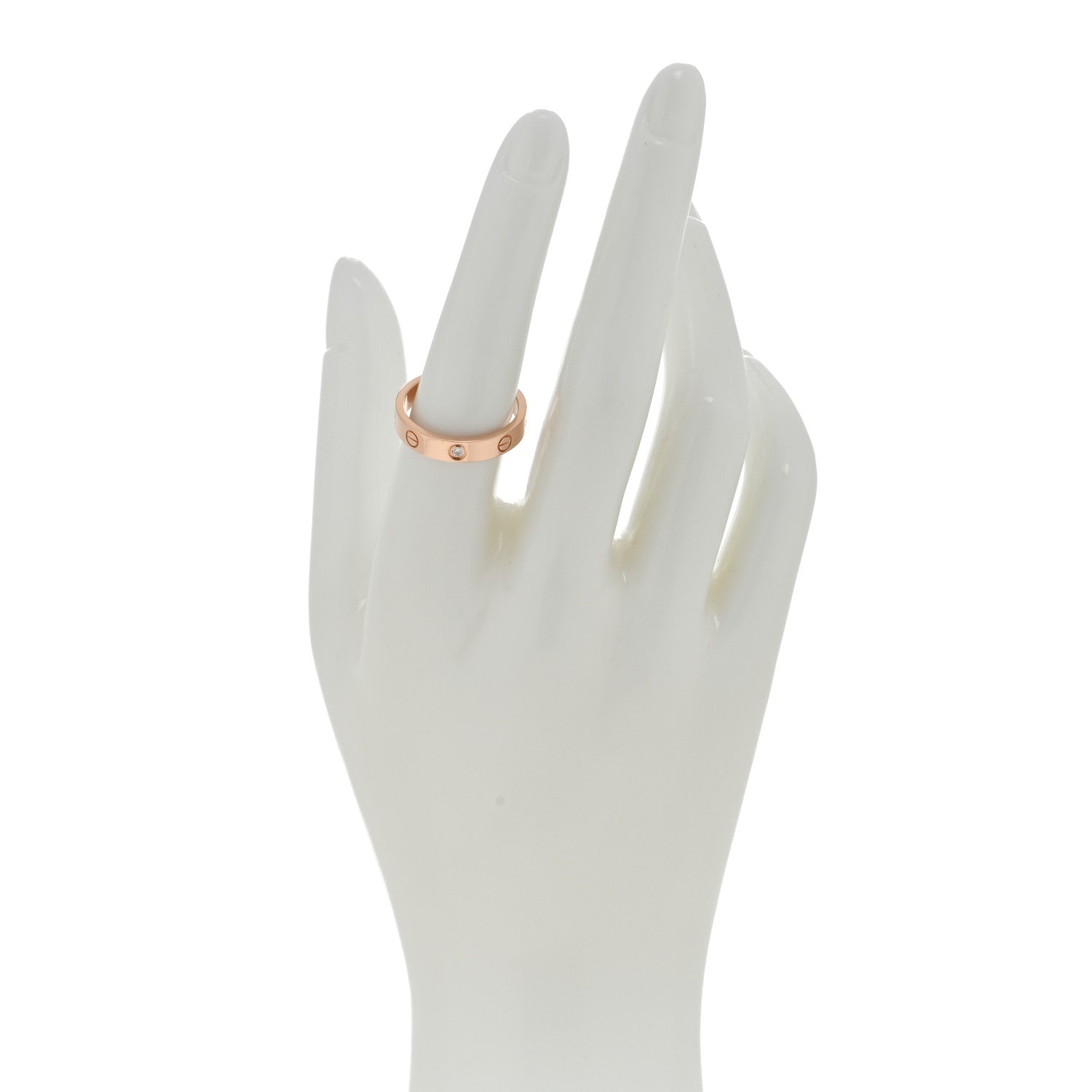 Cartier 18K Pink Gold Diamond 4mm LOVE Wedding Band Ring 55 7.25 2 of 5
