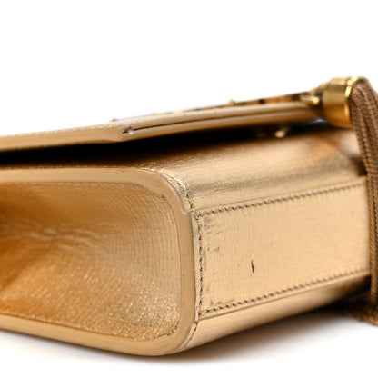 Saint Laurent Metallic Calfskin Small Classic Monogram Kate Tassel Satchel Gold 9 of 11