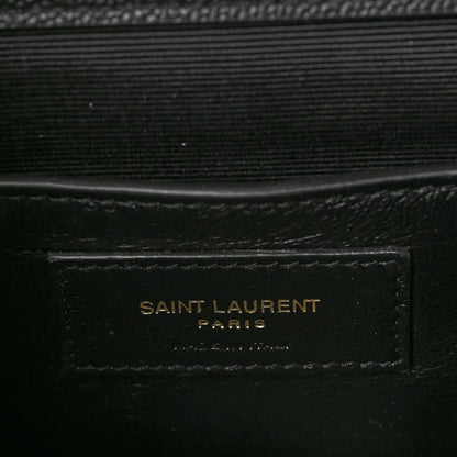 Saint Laurent Grain De Poudre Tri-Quilt Small College Monogram Satchel Black 6 of 6