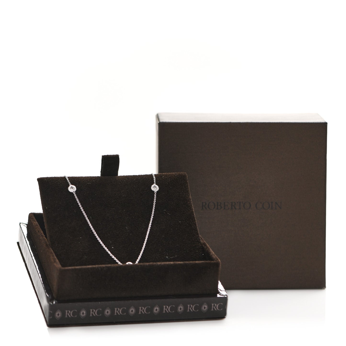 18K White Gold Diamond .25ctw Diamonds By The Inch Five Station Necklace