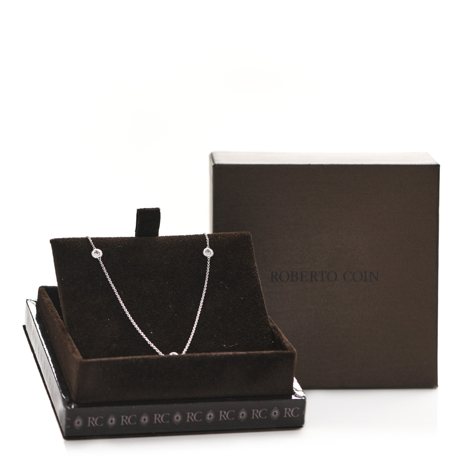 Roberto Coin 18K White Gold Diamond .25ctw Diamonds By The Inch Five Station Necklace 6 of 6