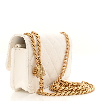 Chanel Lambskin Quilted Pillow Crush Flap Phone Holder With Chain White 3 of 15